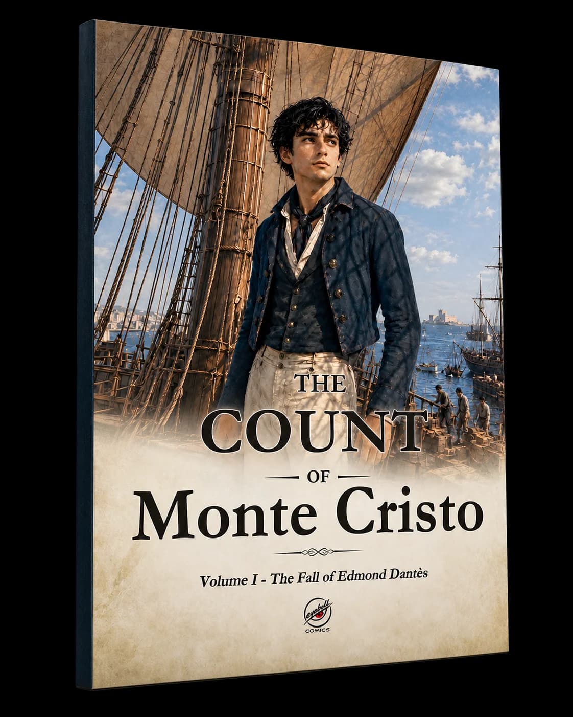 Angled physical presentation of The Count of Monte Cristo Volume I paperback