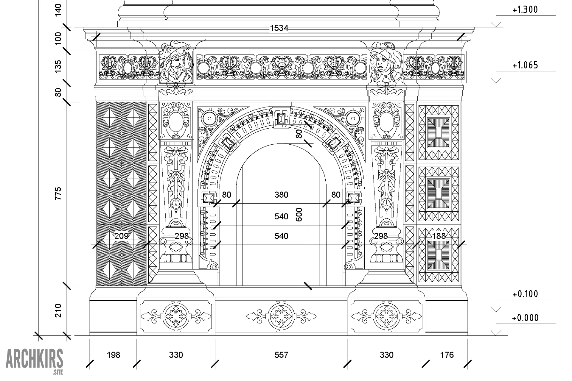 Fireplace 1, measured drawing, portal