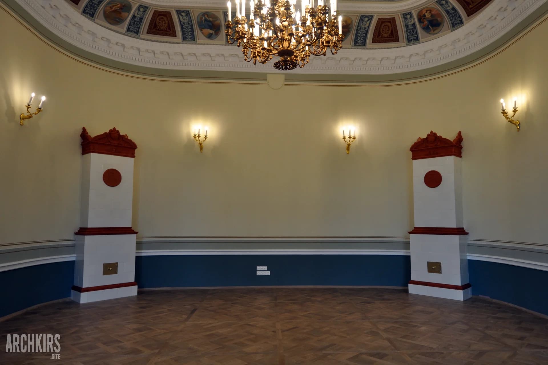 Frontal view of two restored stoves