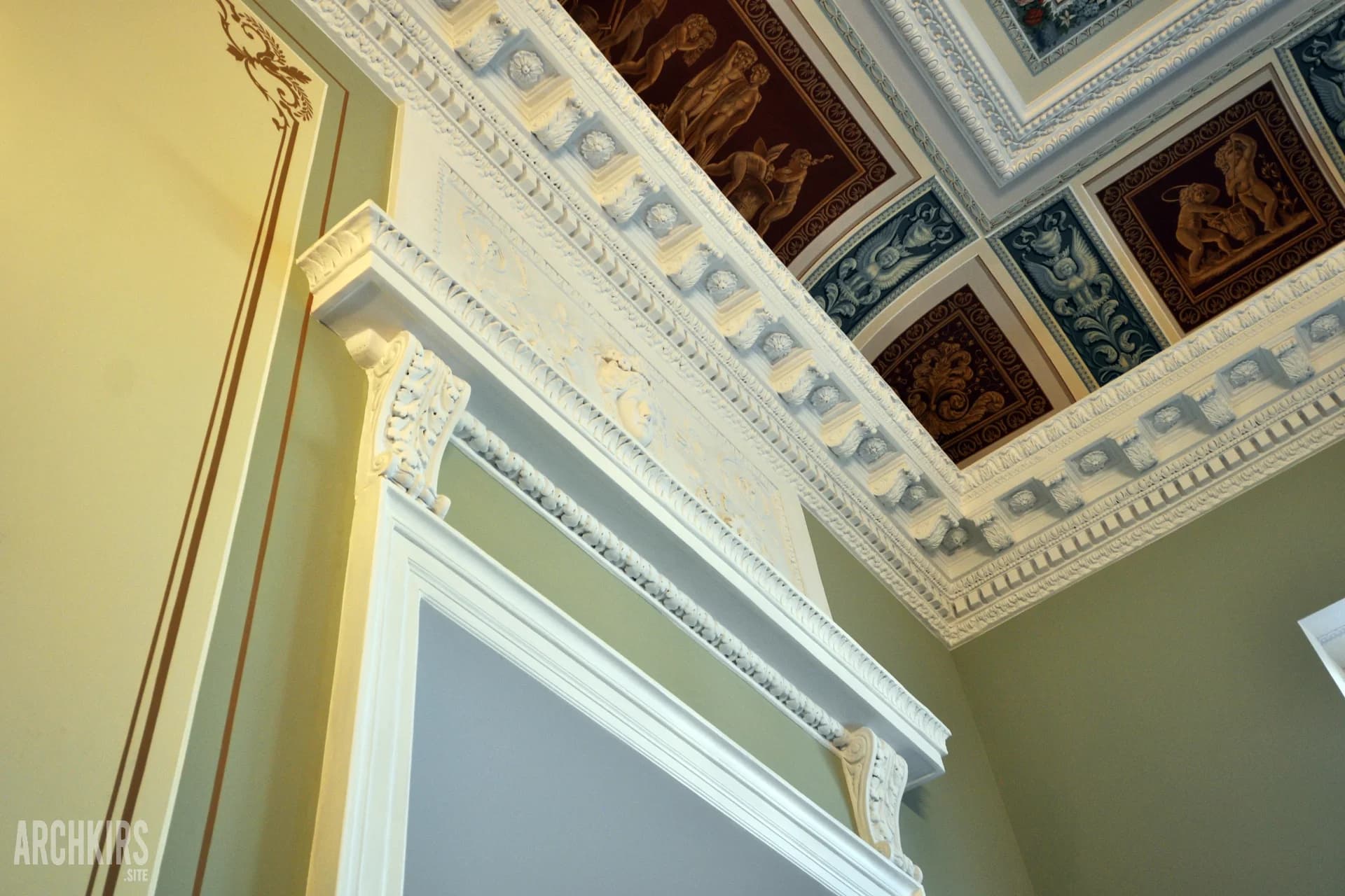 Door portal, cornice and ceiling painting