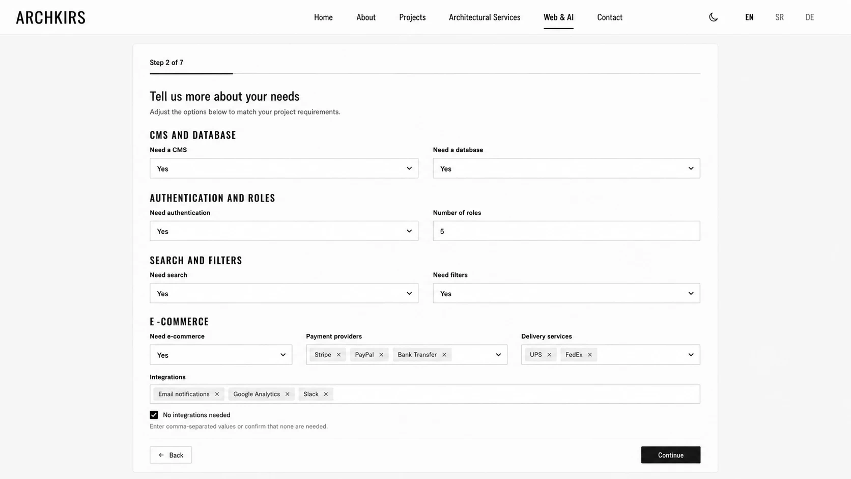 Detailed Web & AI project requirements