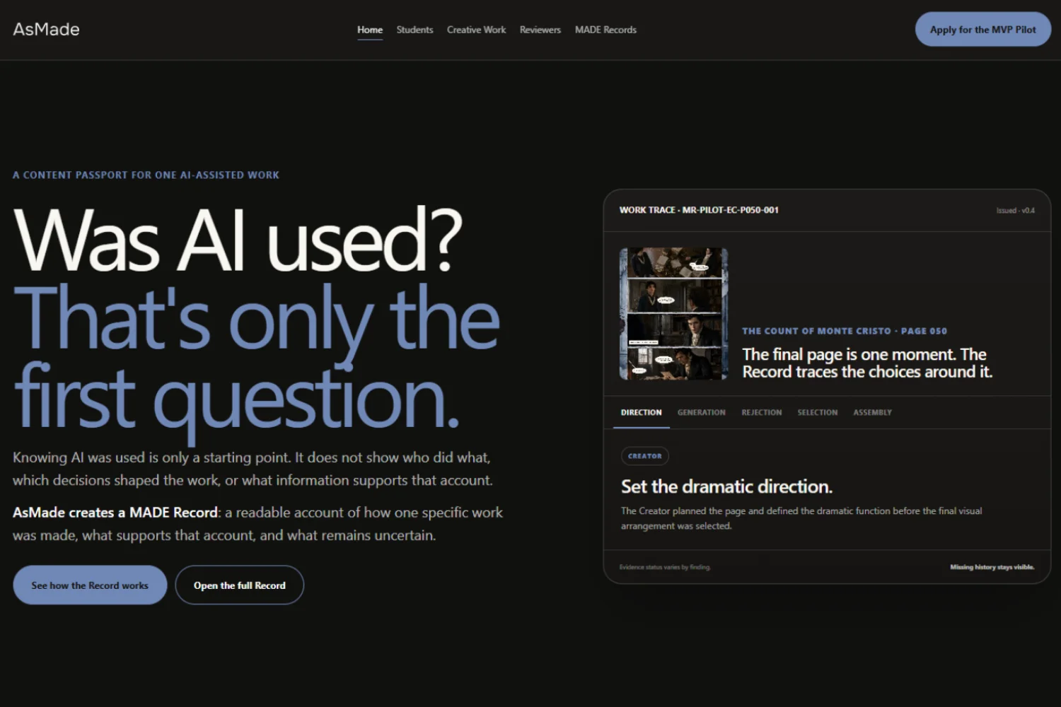 AsMade platform home page